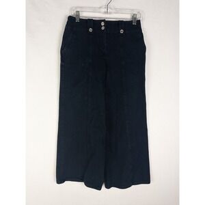 Derek Lam 10 Crosby Pants Womens 4 Blue Wide Leg Sailor Cropped Denim